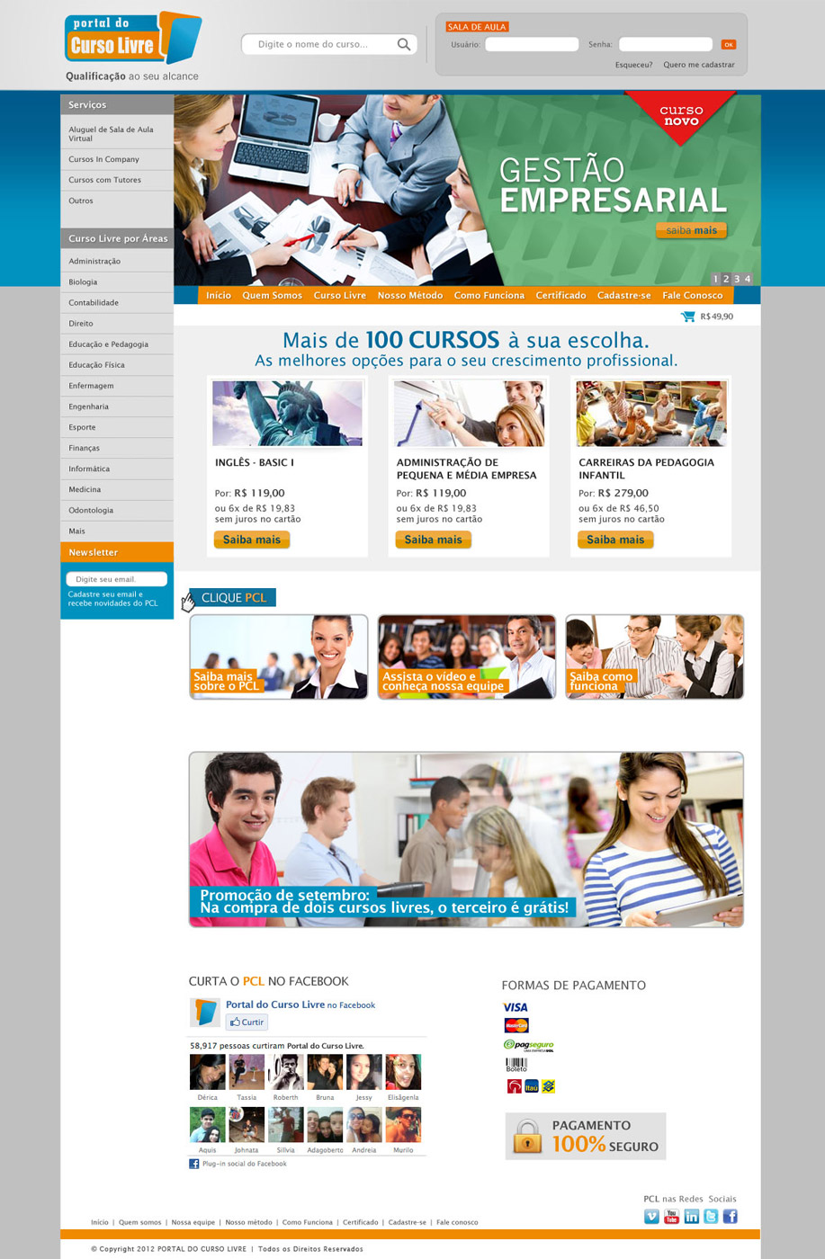 home page portal do curso livre